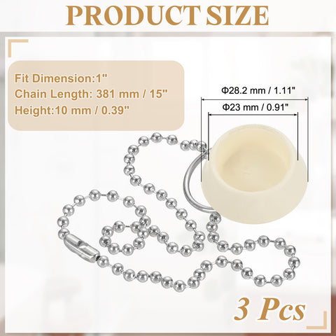 PATIKIL Tub Drain Stopper, 3Pcs for 1" Rubber Bath Tub Drain Sink Stopper with Pull Ring Stainless Steel Beaded Chain for Kitchen Sink Bathroom