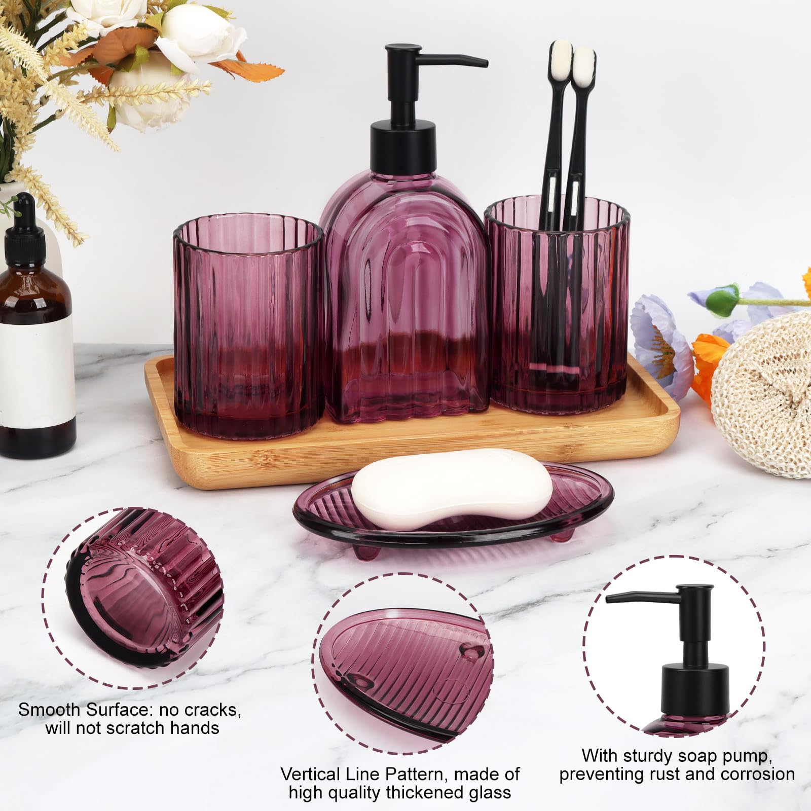 4Pcs Glass Bathroom Accessories Set