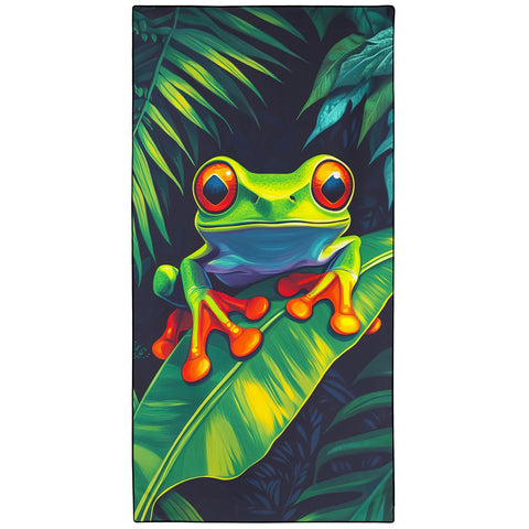 Violetpos Red-Eyed Tree Frog Beach Towel, Extra Large 180x90 cm 250GSM Microfibre, Sand Free Quick Dry