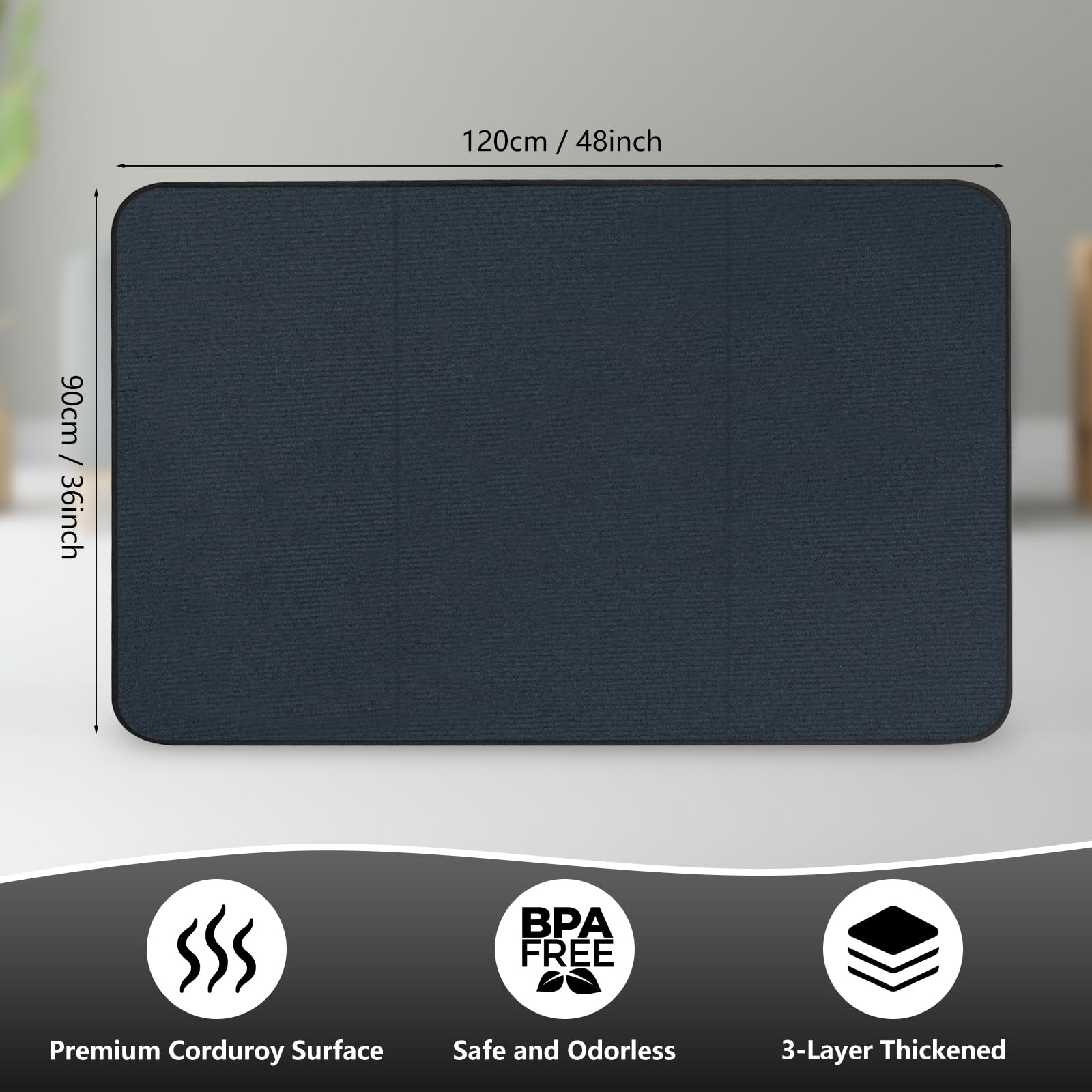 K KERNOWO Office Chair Mat for Carpet and Hardwood Floors, 47x35'' Corduroy Carpet Protector Chair Mat for Home & Office