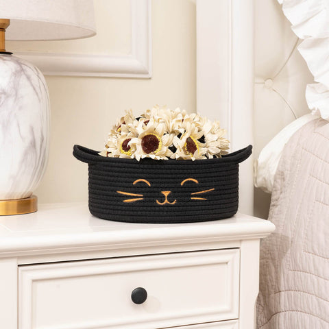 TIMEYARD Small Storage Basket Pet Basket for Cats and Dogs Black