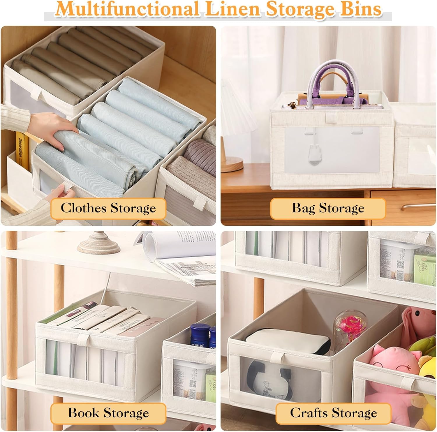 HOTOOLME Wardrobe Organiser Foldable Linen Drawer Storage Box 8 Pack