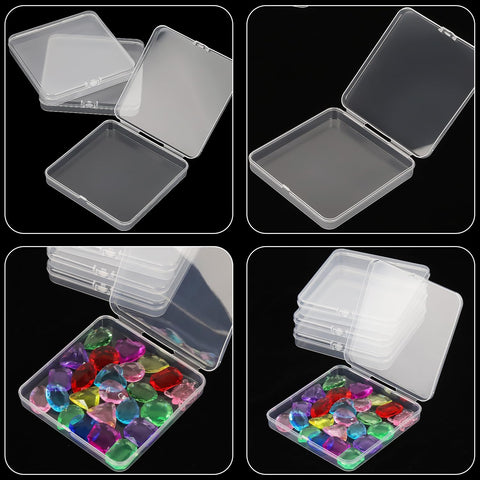 Prmape Pack of 10 Storage Boxes with Lid, Large, 10.5 x 10.5 x 1.8 cm, Rectangular Empty Mini Storage Box