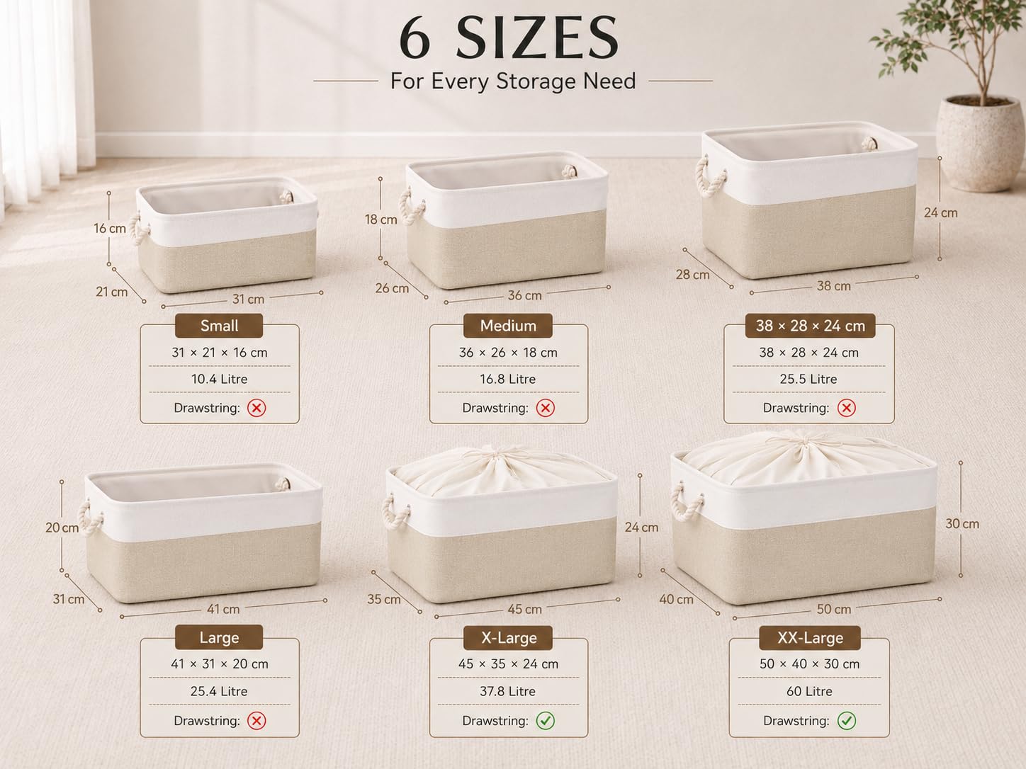 Mangata Fabric Storage Box set of 3, Foldable Fabric Storage Baskets with Handles for Cupboards, Wardrobe, Shelves, Clothes, Toys, Towel