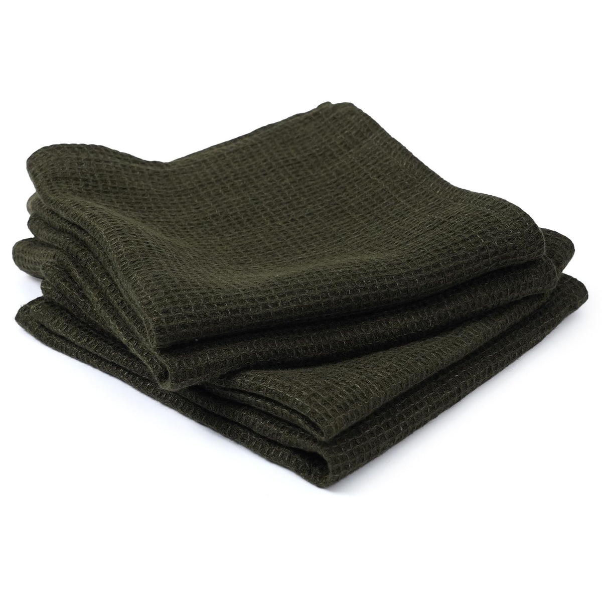 HSOFTIFY 100% Pure Linen Washcloths with Waffle Weave 4 Pack, Green
