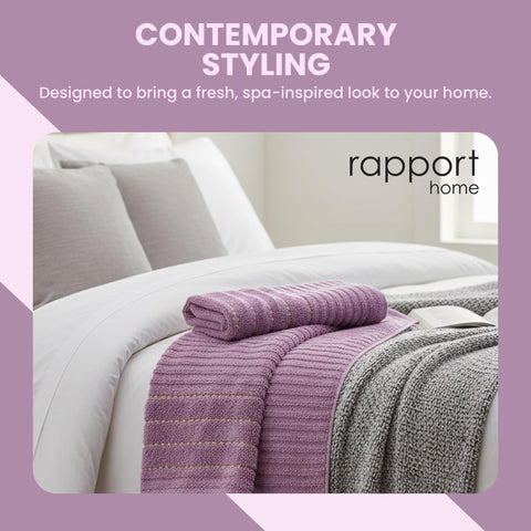 Rapport Home Linear Bath Sheets 2 Pack | Lavendar Pink | 90x140cm | Luxurious 500GSM 100% Cotton | Oeko-Tex Certified Absorbent & Soft Bathroom Towels