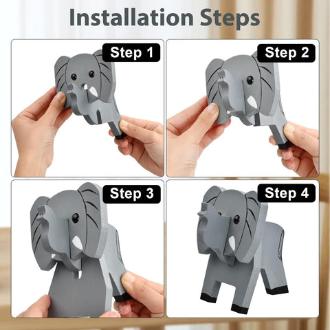 BRIOTA Elephant Shaped Glasses Holder, Animals Glasses Stand, 3D Puzzle Eye Glasses Holder Stand, Wooden Spectacle Holder