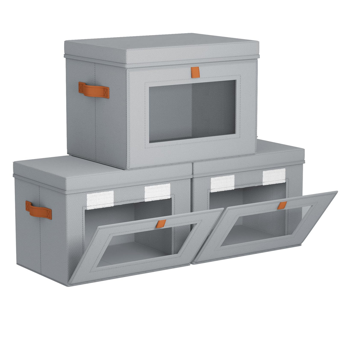 Homsorout Fabric Storage Boxes with Lids with Dual-access Design 22L Grey
