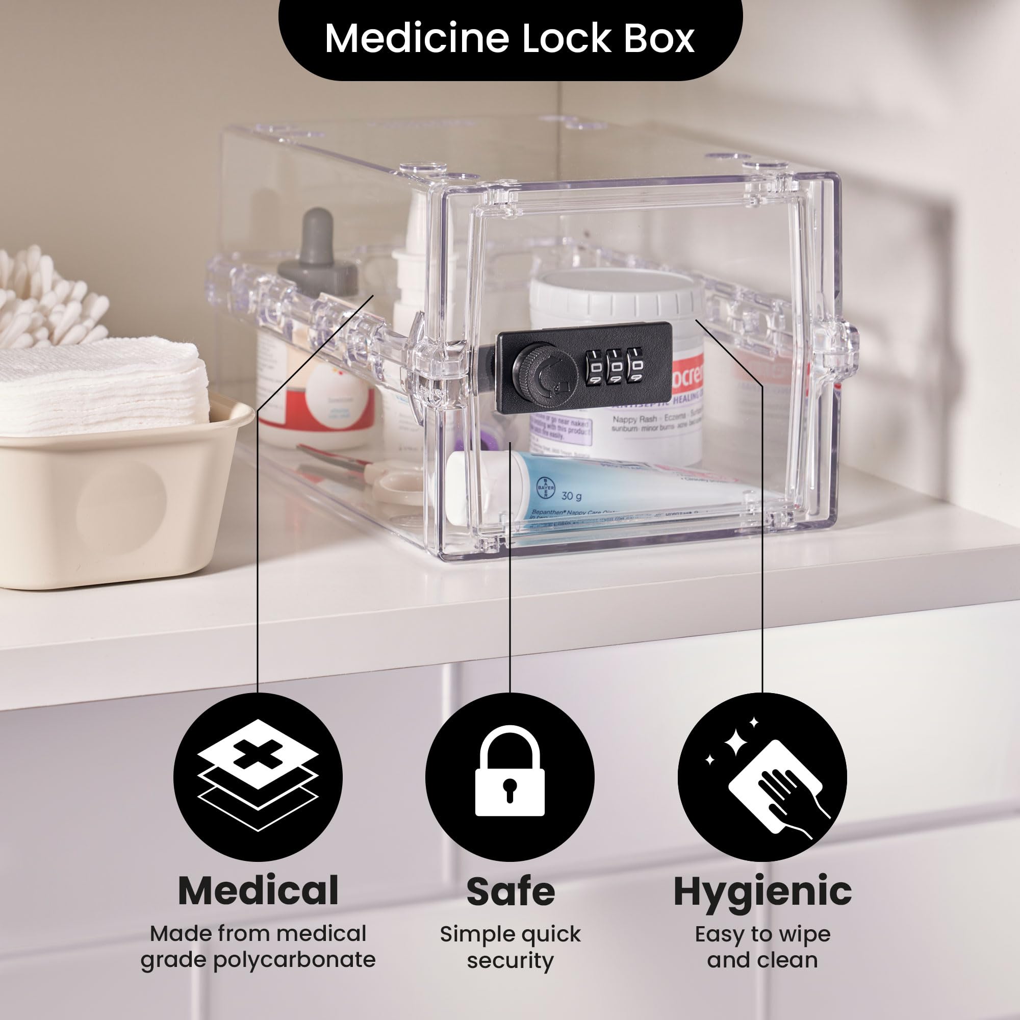 Lockabox Mini™ | Small Lockable Box with Combination Lock (3L) | Compact Storage Lock Box for Small Medicines, Snacks & Mobile Phones