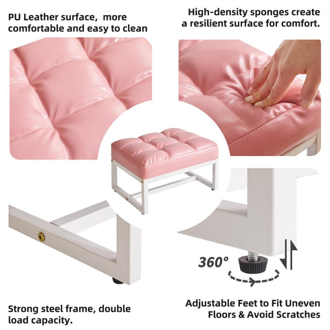 Aibiju Small Footstool, Rectangle Ottoman with Faux Leather Padded Seat, Change Shoes Stool