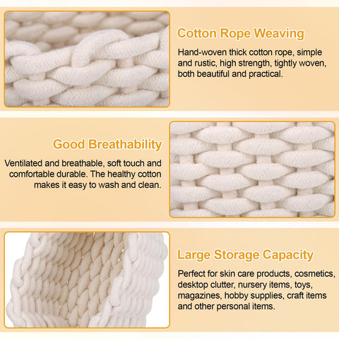 Yimomoyi Woven Storage Baskets, Cotton Rope Basket Woven Storage Baskets