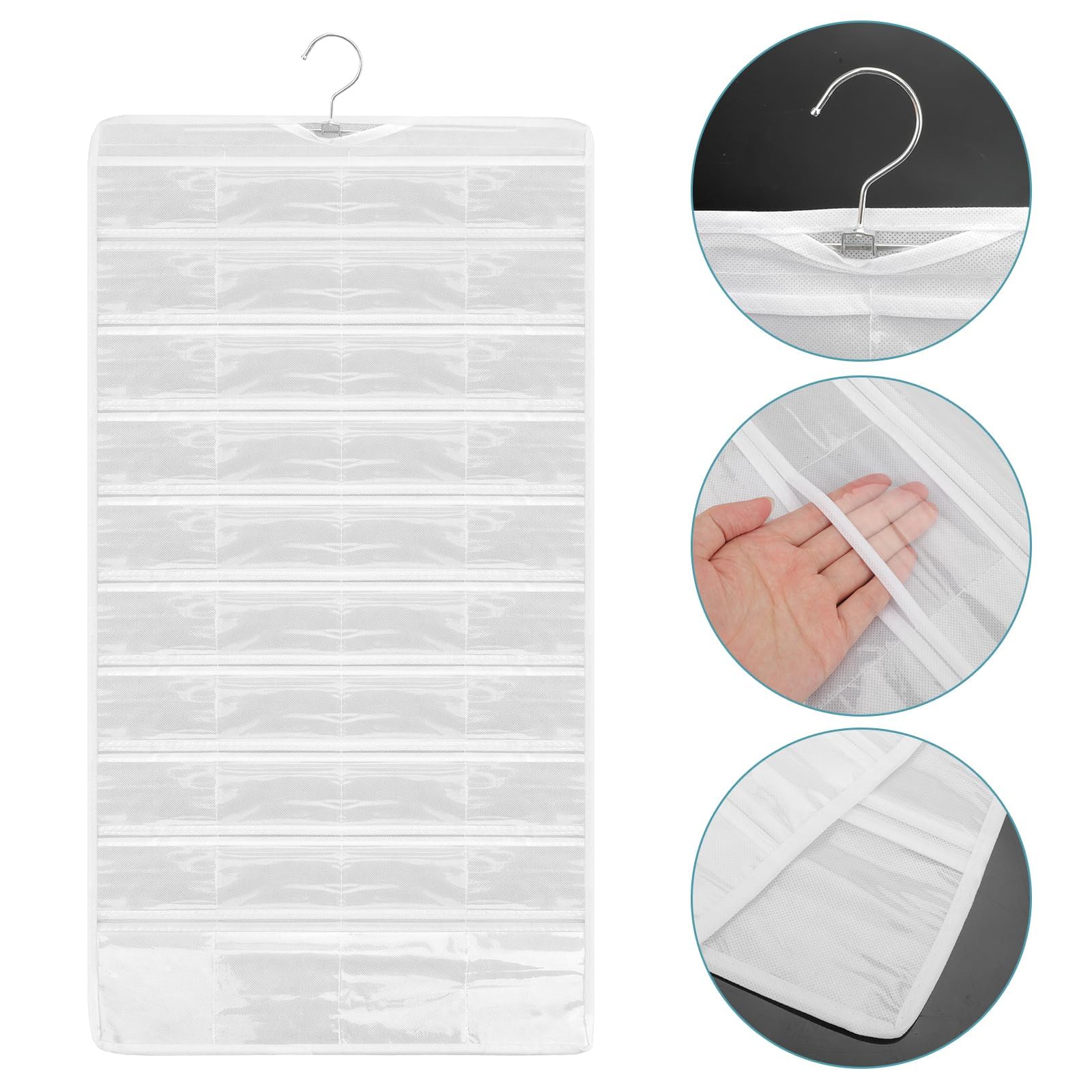 Linkstyle 80 Pocket Hanging Jewellery Organiser, Double-Sided Travel Jewelry Storage Roll, Jewelry Holder Bag with Hook, 1PCS