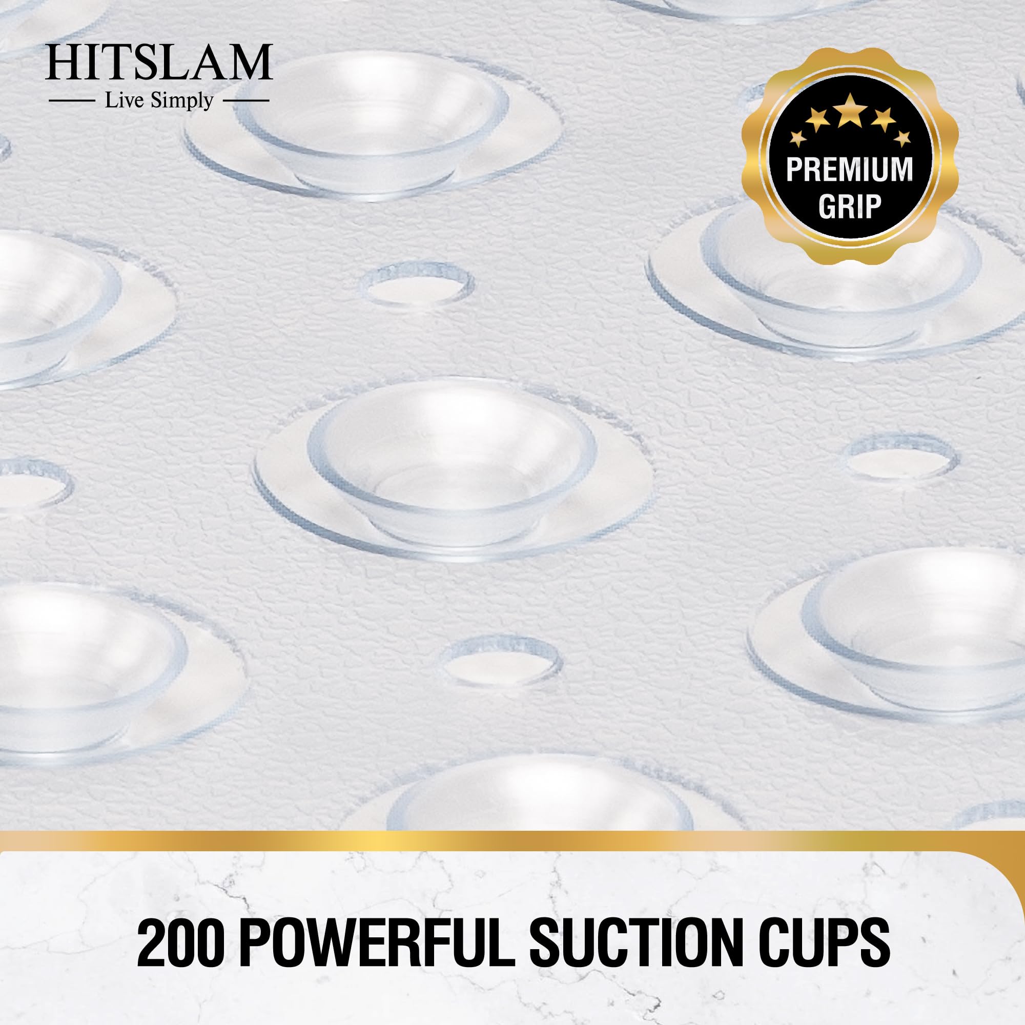 HITSLAM Non Slip Bath Mat for Tub, 101 x 40cm Extra Long Shower Mat Anti Mould, Machine Washable Bathroom Bathtub Mat with Suction Cups and Drain