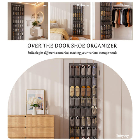VERONLY Over the Door Shoe Organiser, 40 Large Breathable Mesh Pocket,Space Saving Hanging Shoe Rack,Shoe Storage Holder for Entryway Bedroom Closet