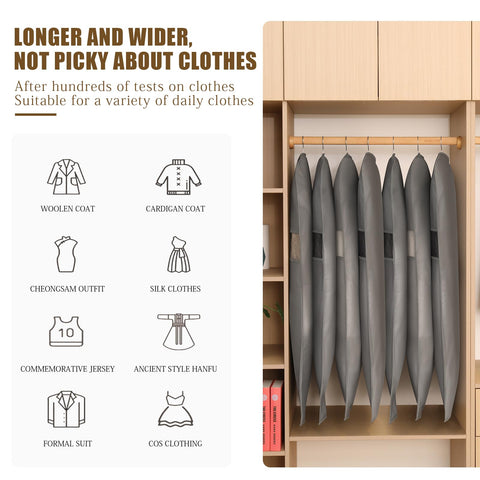 Suit Bag for Hanging Clothes, Suit Covers for Men, Grey, 60x110cm, 2Pcs