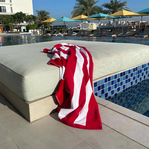 Christy Cabana Stripe Beach Towel | Extra Large | Sand Free | 100% Cotton | Luxury Super Soft Velour Front | Quick Dry Towelling Rear