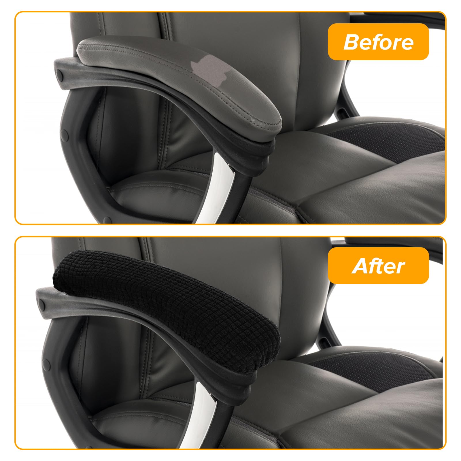 2PCS Office Chair Arm Covers Removable 30cm Polyester Gaming Chair Armrest Slipcovers