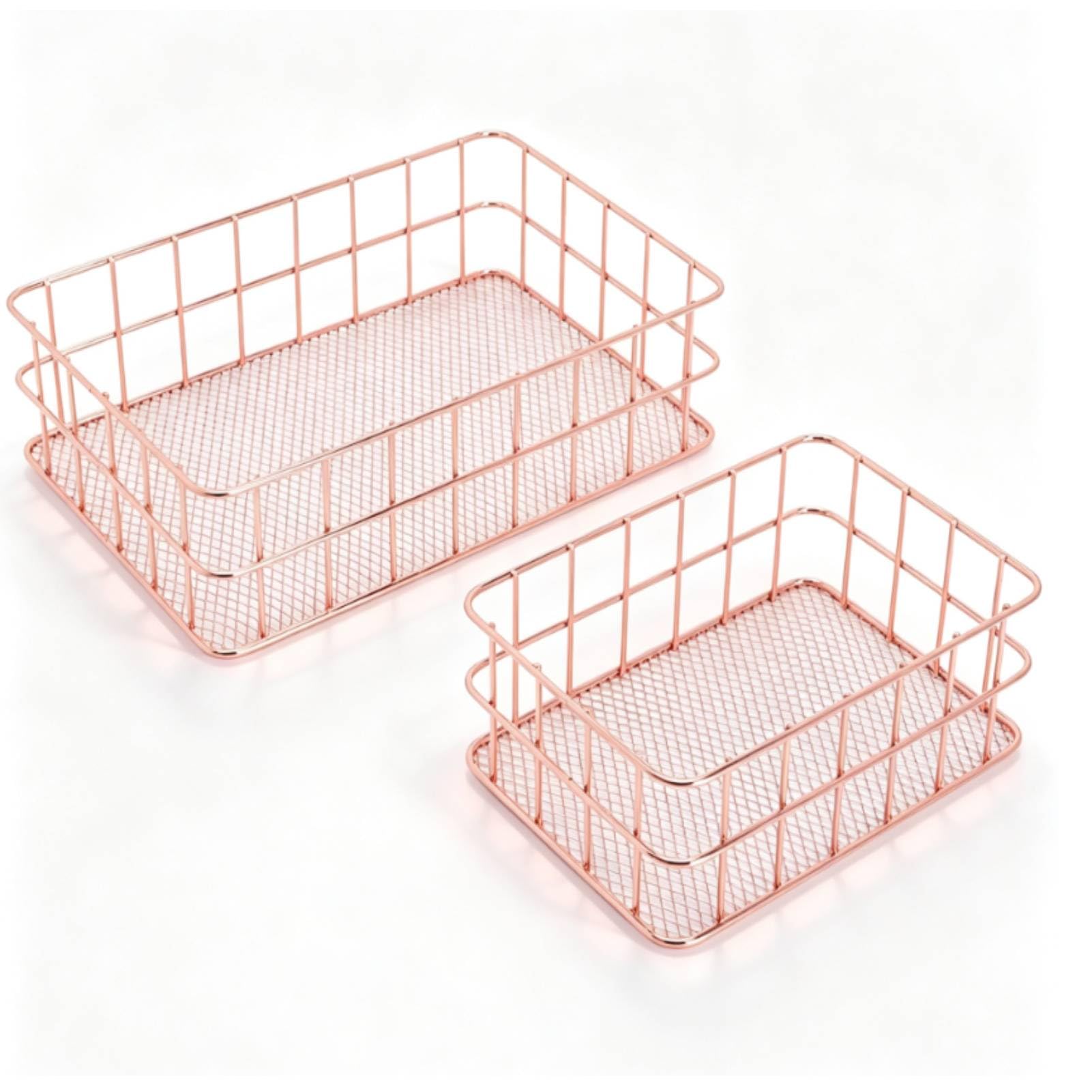 Wire Desk Basket 2 Pack Metal File Organizer Storage Baskets for Office