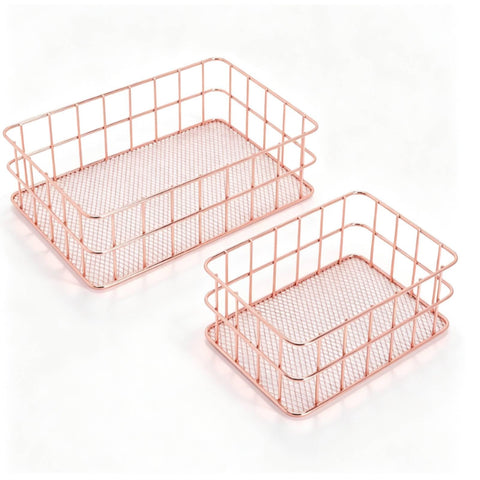 Wire Desk Basket 2 Pack Metal File Organizer Storage Baskets for Office