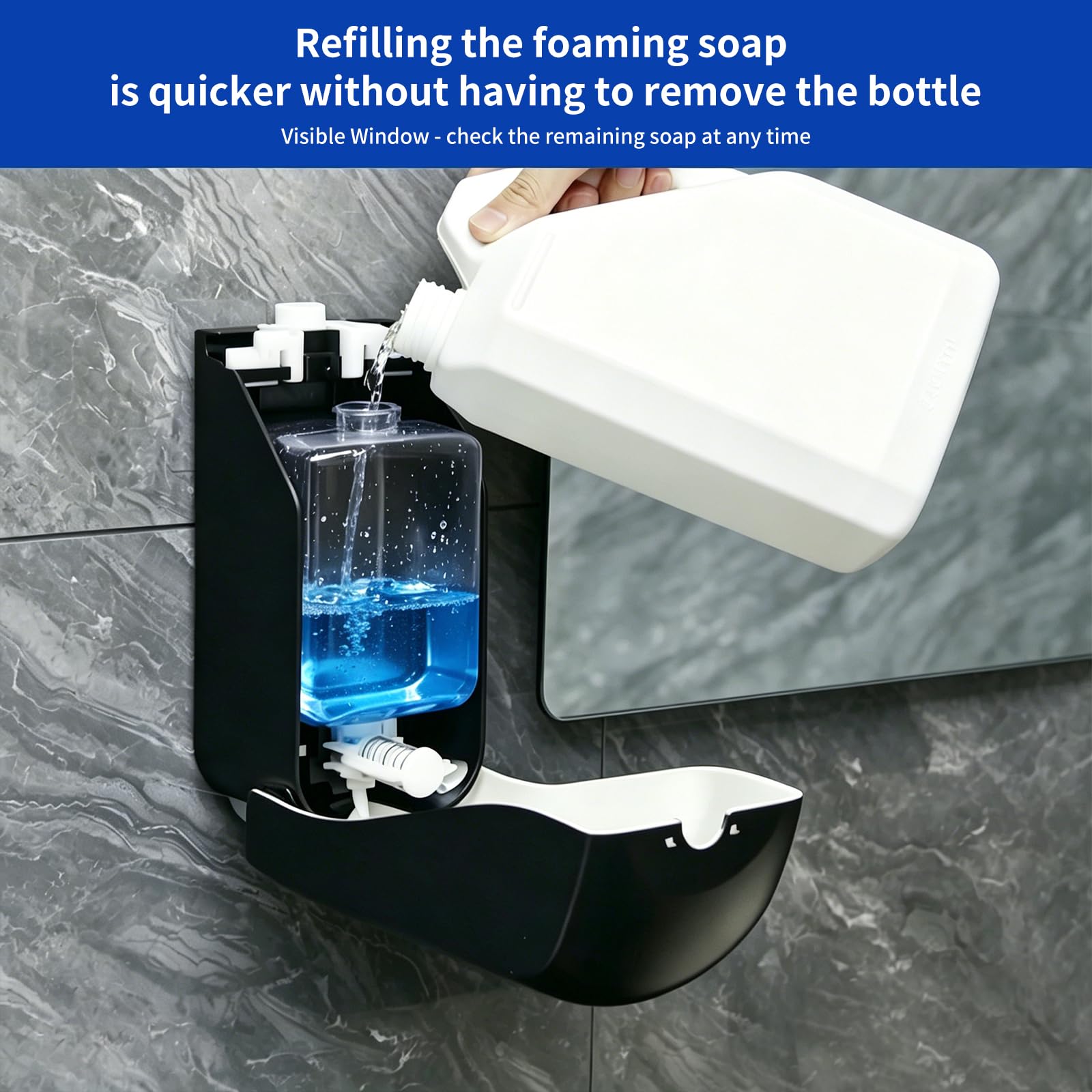 CHUANGDIAN Hand Soap Dispenser Wall Mounted 1000ml, Black