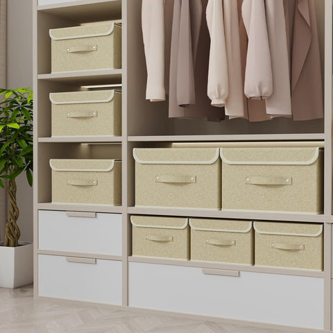 ENUMAIL Storage Bins with Handles,Grey and Beige,26x20x17cm,5 Pack