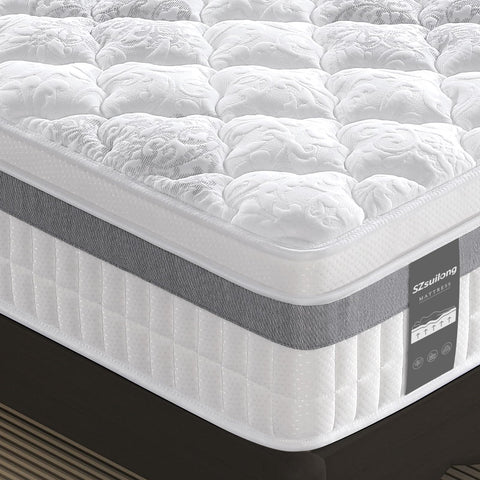 SZsuilong 4ft Small Double Mattress, 11 inch Hybrid Mattresses Pocket Sprung, 7-Zone Orthpaedic Mattress Medium Firm for Pressure Relief