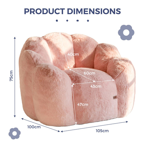 MAXYOYO Floral Shaped Bean Bag Sofa, Includes Filling, Faux Fur Fabric