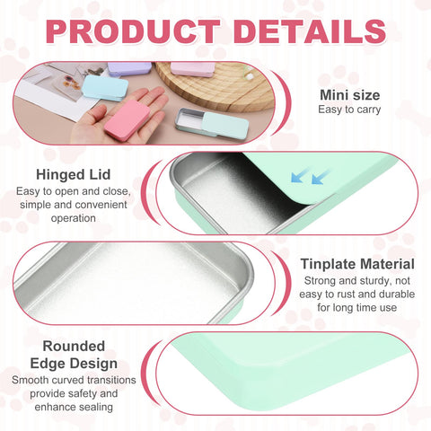 sourcing map 4 Pcs Metal Tin Box Container, 2.4x1.3x0.4 Slide Top Tin Containers Small Empty Rectangular Storage Box for Lip Balm Candies Jewelry