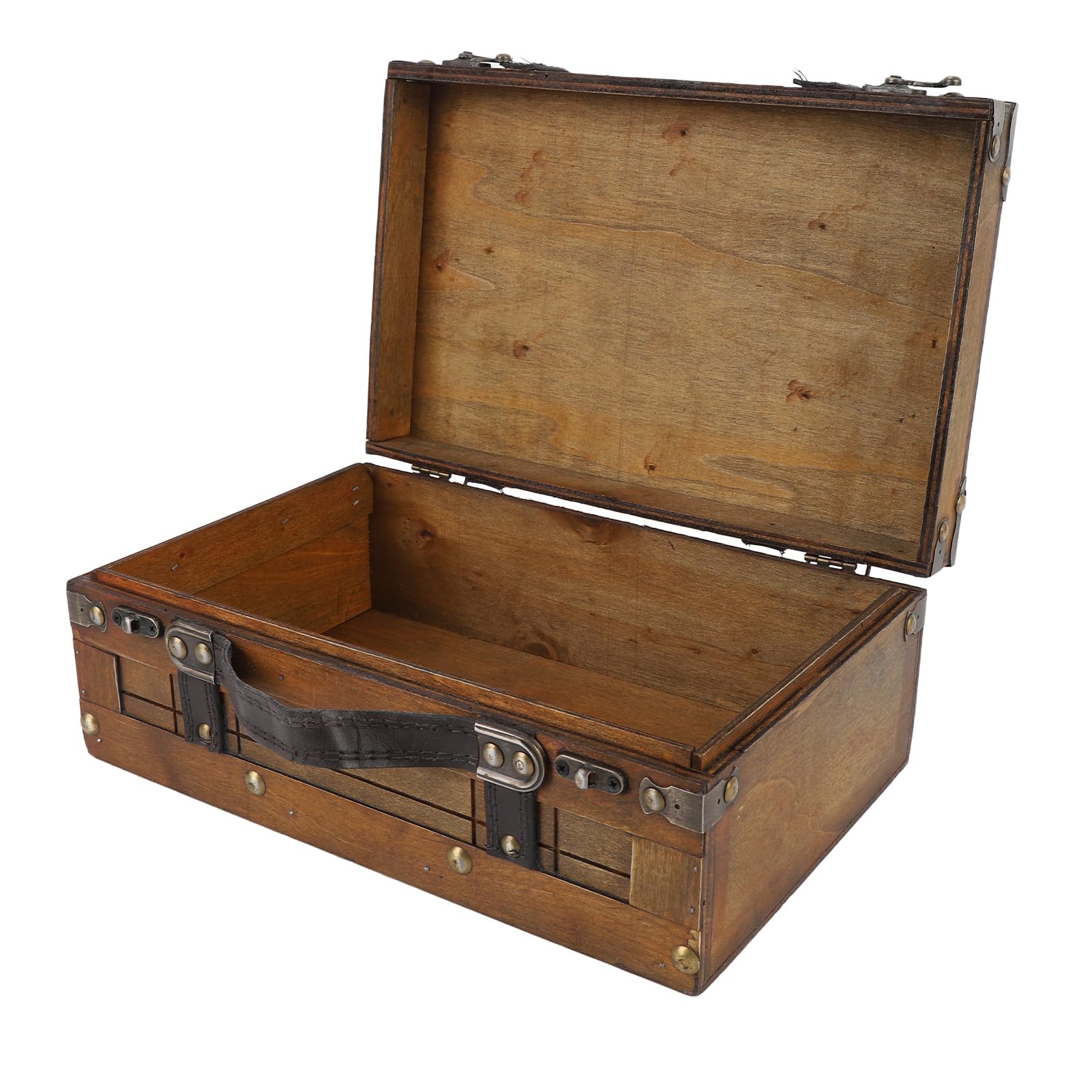 Topiky Distressed Wooden Chest Handbag, Vintage Storage Trunk (Small)