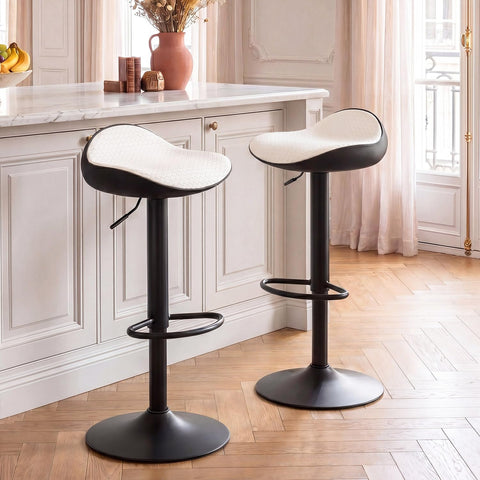 YOUNUOKE White Bar Stools Set of 2 Backless Breakfast Barstools