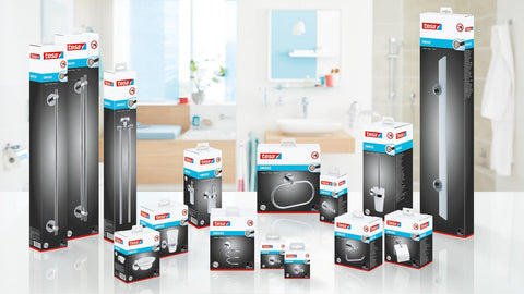 tesa SMOOZ Toothbrush and Toothpaste Holder - No Drill Wall Mounted Satined Cup with Chrome-Plated Holder, Stainless - Waterproof
