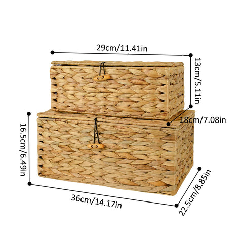 Esoes Wicker Storage Basket Woven Rattan Storage Box With Lids Seagrass