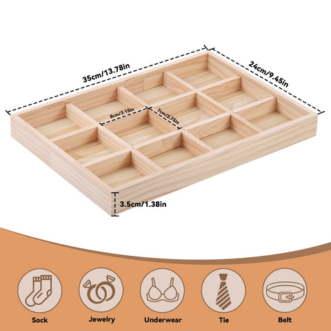 Yimomoyi Unfinished Wooden Storage Divider Box 35*24cm Showcase Display Box