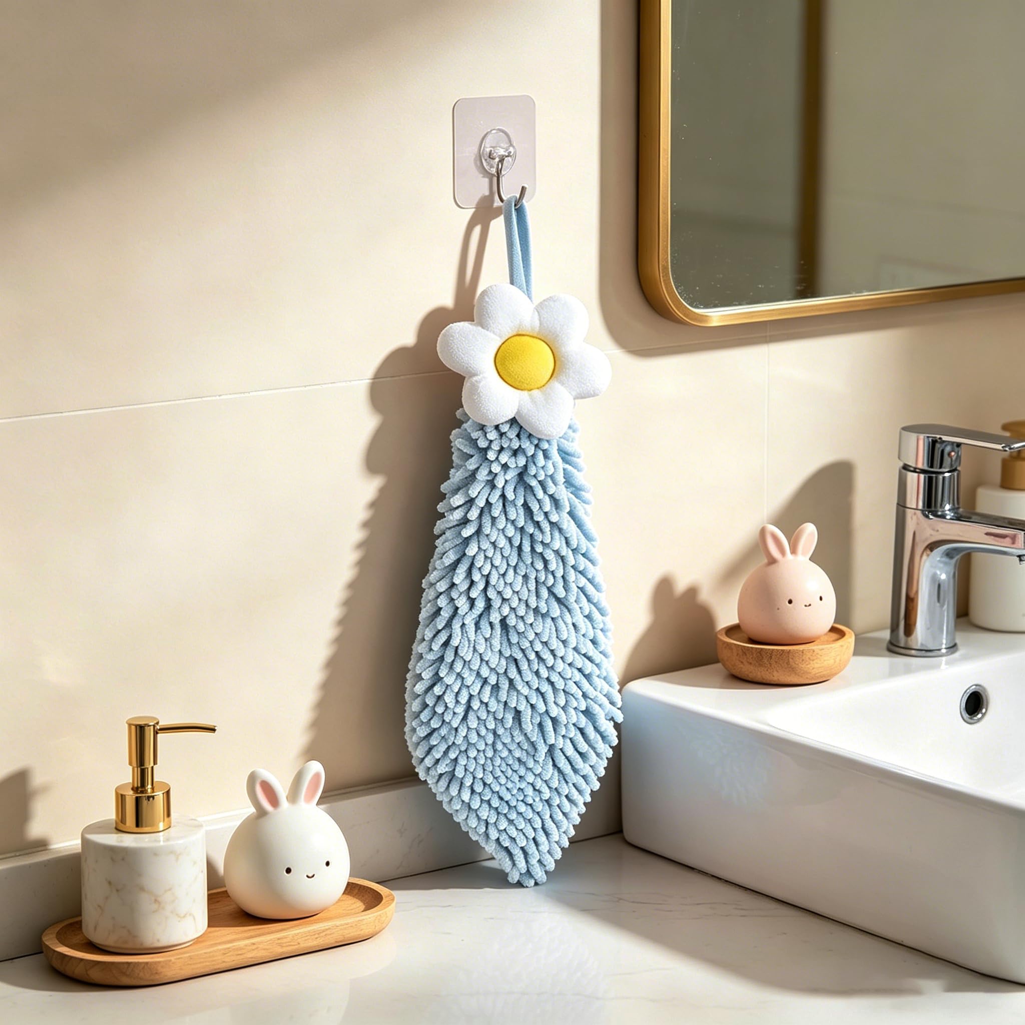 Microfibre Hand Towels,Soft Plush Small Hand Towel Quick-Drying Super Absorbent Chenille Hand Towels with Hanging Loop for Kitchen and
