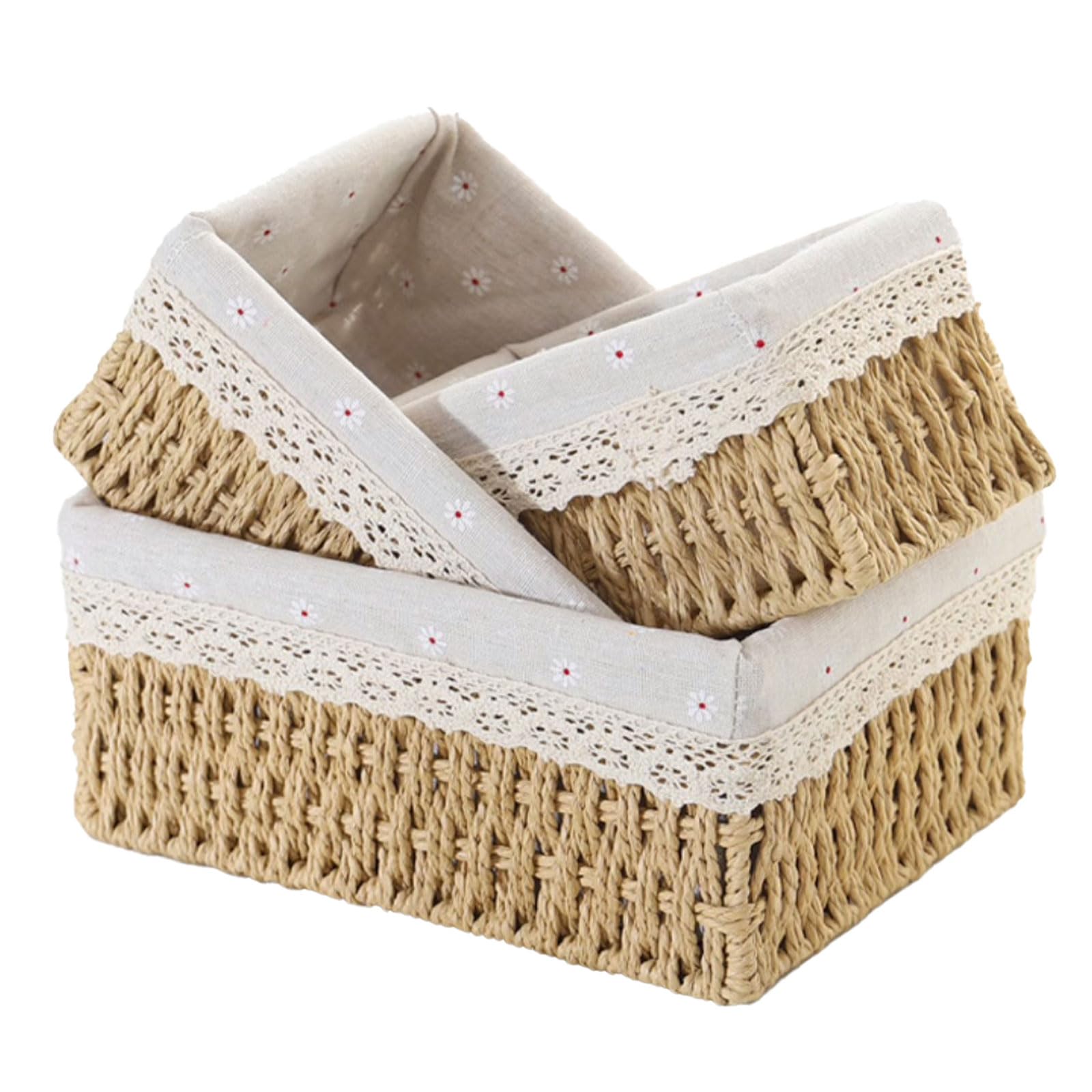 KiKiHong Set of 3 Rope Woven Storage Baskets Boho Storage Basket