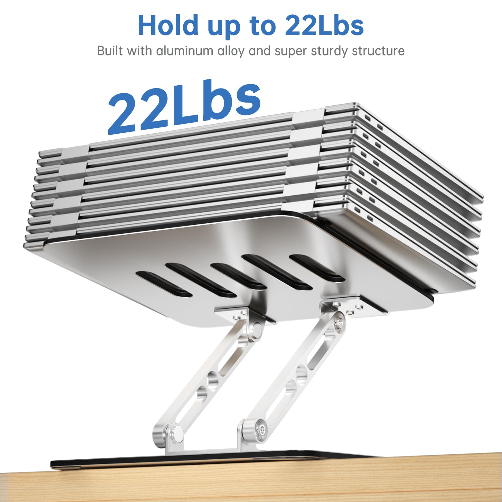GleYo Laptop Stand for Desk Adjustable Computer Stand with 360 Rotating Base Ergonomic Laptop Riser Mount for Desk Foldable Protable Computer Desk