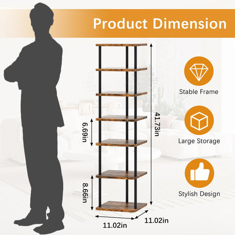 Huhote Shoe Rack Organizer, Shoe Stand, 7 Tier Narrow ShoeShelf, Metal ShoeTower, ShoeRack for Closet, Hallway, Entryway, Front Door, Small Spaces
