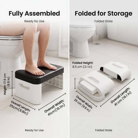 Folding Squatting Toilet Stool | 7 Inch Non-Slip Bathroom Step Stool | Anti Constipation Natural & Comfortable Squat Aid Stool