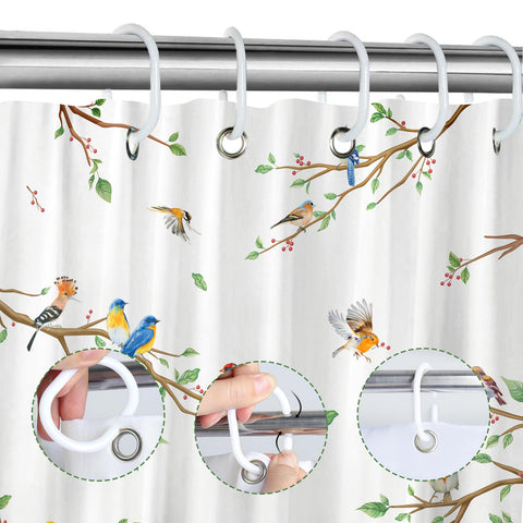 Arquiel Bird Branch Shower Curtain Sets, Waterproof Polyester Squirrel Fabric Shower Curtains with 12 Hooks for Bathroom Home Decoration