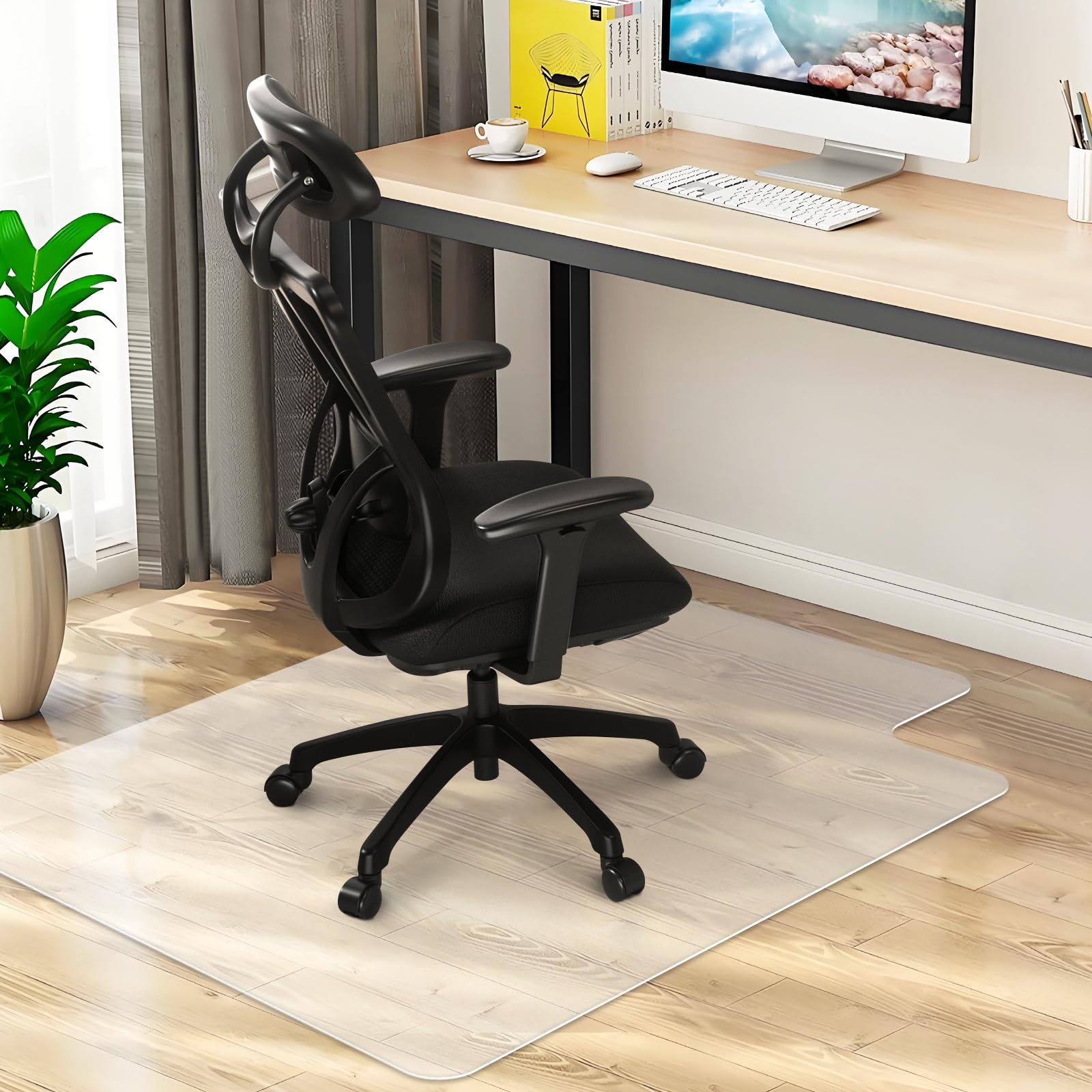 Office Chair Mat for Hard Wood Floors 90x120cm Heavy Duty Floor Protector Computer Desk Chair Mats for Rolling Chairs, Easy Clean