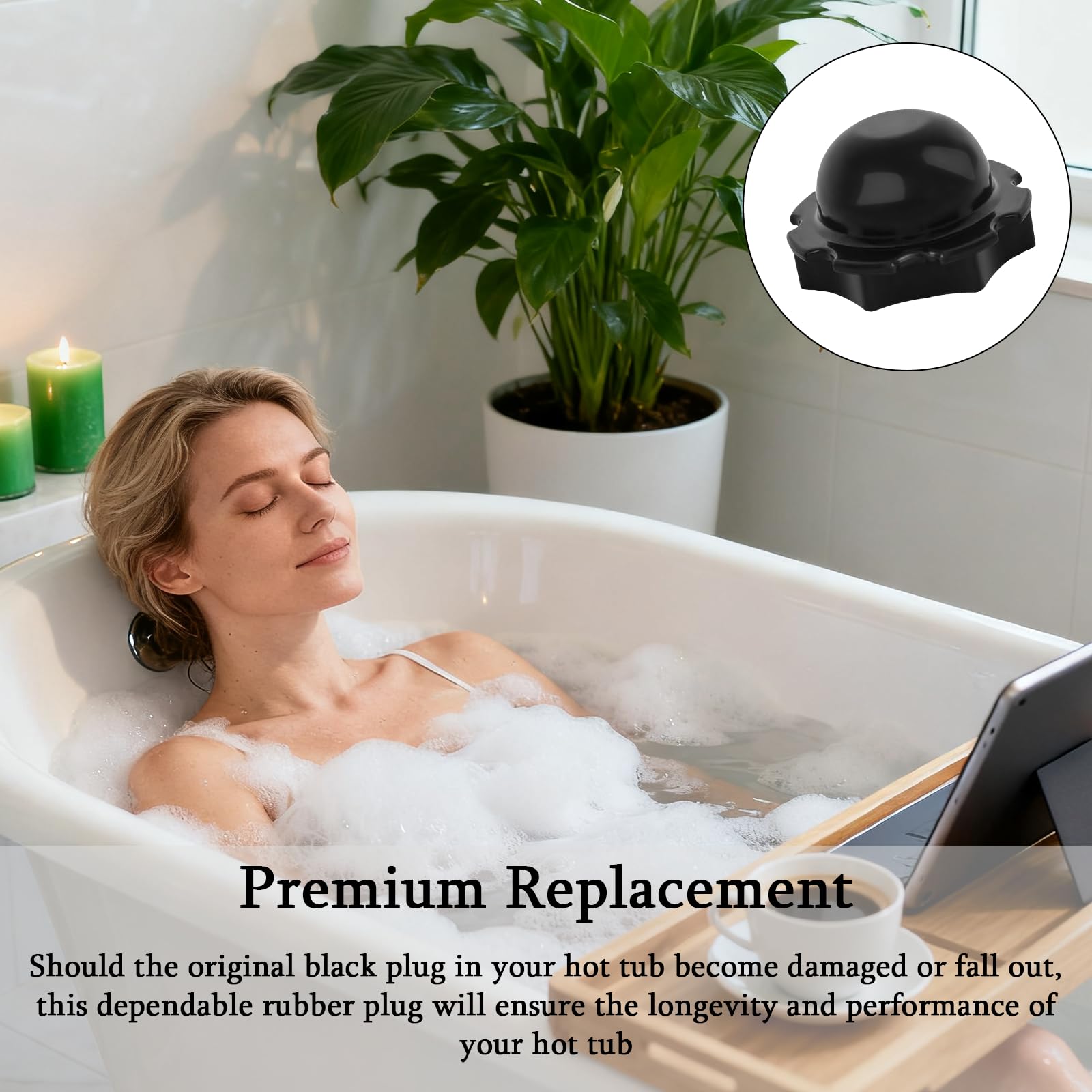 4pcs Rubber Inflatable Hot Tub Hole Plug P6575 Filter Stopper Cap Replacement Compatible with Lay Z Spa Coleman Bestway Intex Prevents Water Leaks