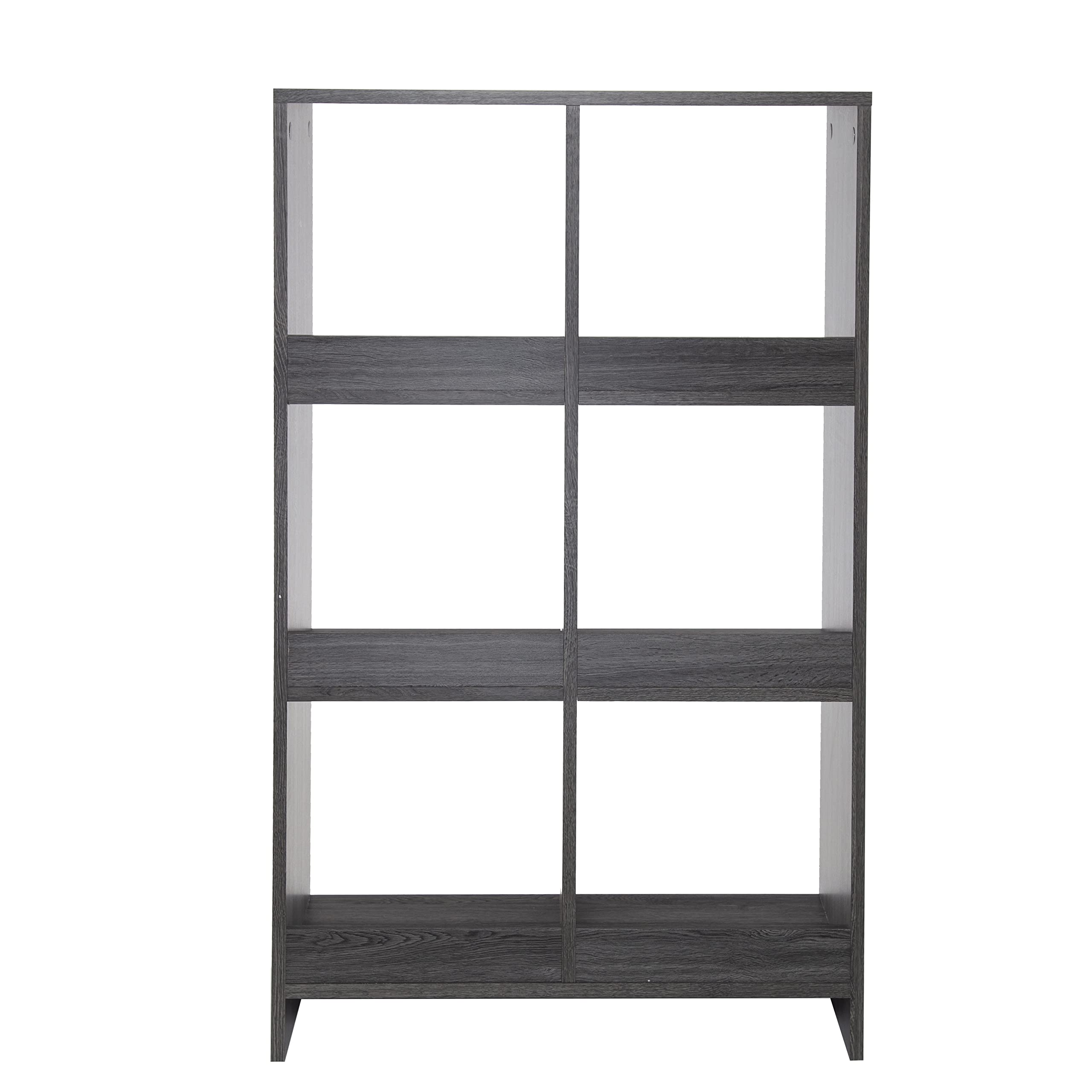 Iris Ohyama,Wooden Open Shelf, 6 Cube storage unit, Organiser, Modern design, Living room, Bedroom, Study room,WOS-6 - Grey Oak