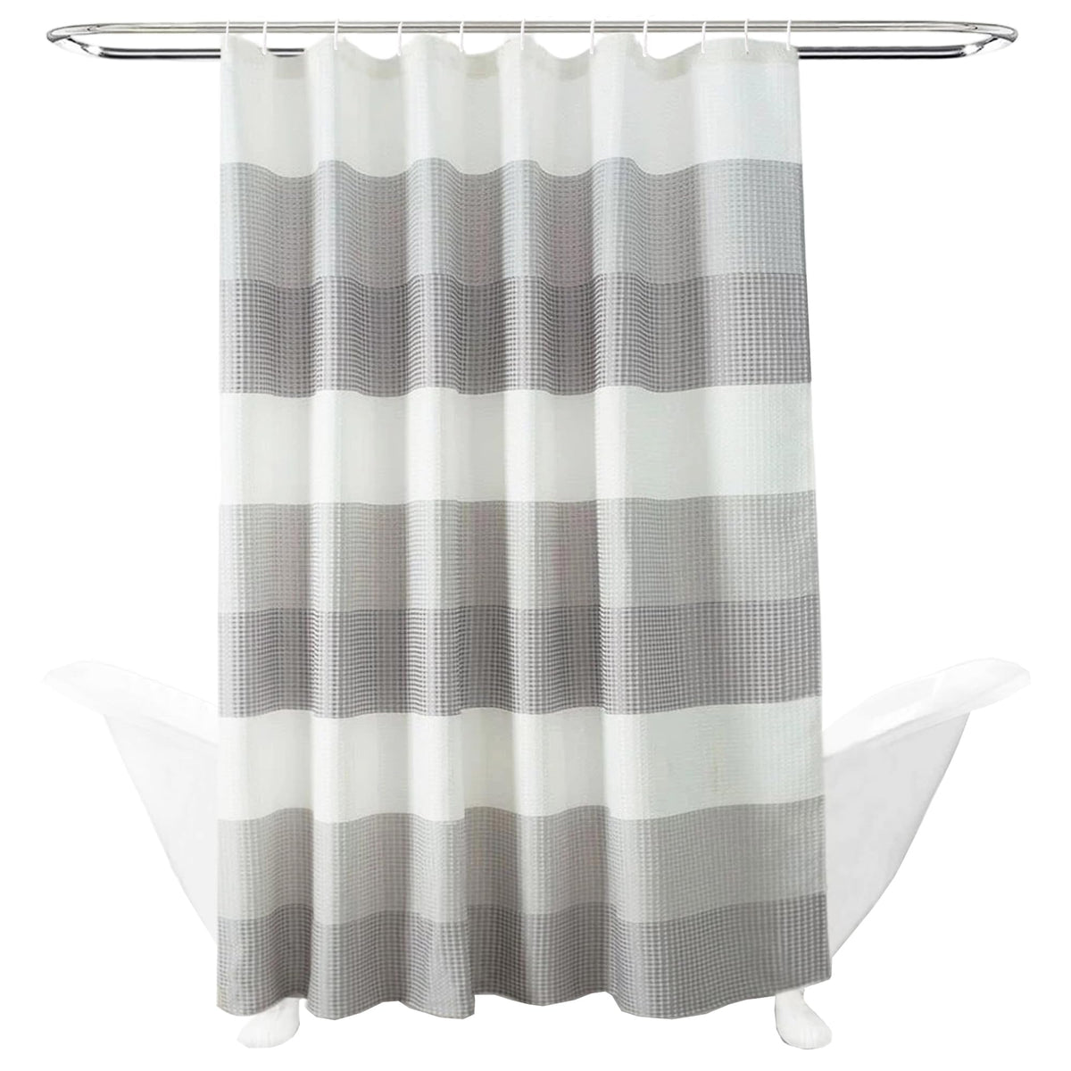 maifey Shower Curtain for Bathroom, Waffle Fabric Heavy Duty Waterproof Wet Room Grey Shower Curtains Heavy Duty Bath anti-fouling with 12 Hooks 180