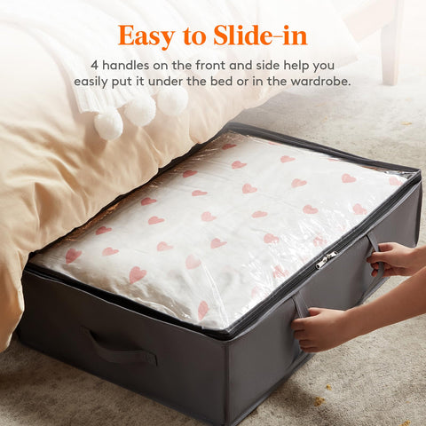 Lifewit 6 Pack 40L Under Bed Storage, Underbed Storage Boxes with lid Clothes Storage Bag Wardrobe Storage Organiser with Reinforced Handle