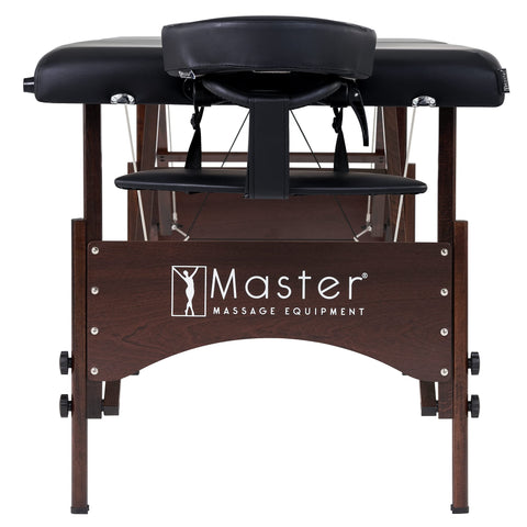 Master Massage 71 cm Argo Portable Massage Table in Black with Walnut Legs - Ideal for Spa Treatments, Tabletop Exercises, Beauty, Tattoo