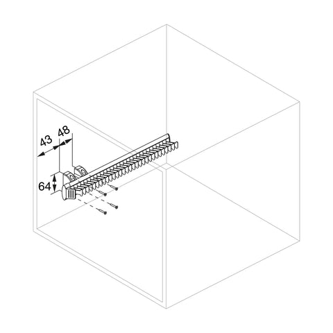 Emuca - Extractable lateral tie rack for wardrobe, Aluminium and plastic, Matte anodized