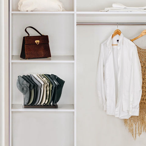 Mkono Hat Organizer and Display Stand for 10 Caps - Tabletop Storage Rack for Desk, Closet, Shelf, Dresser