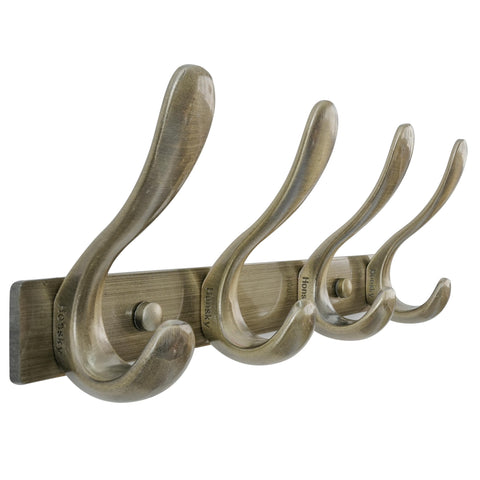HONSKY Wall Coat Rack, Towel Rack,Metal Wall Coat Hanger with 4 Double Hooks (8 Hook), for Hanging Coat, Hat, Bag, in Hallway Entryway, Bronze