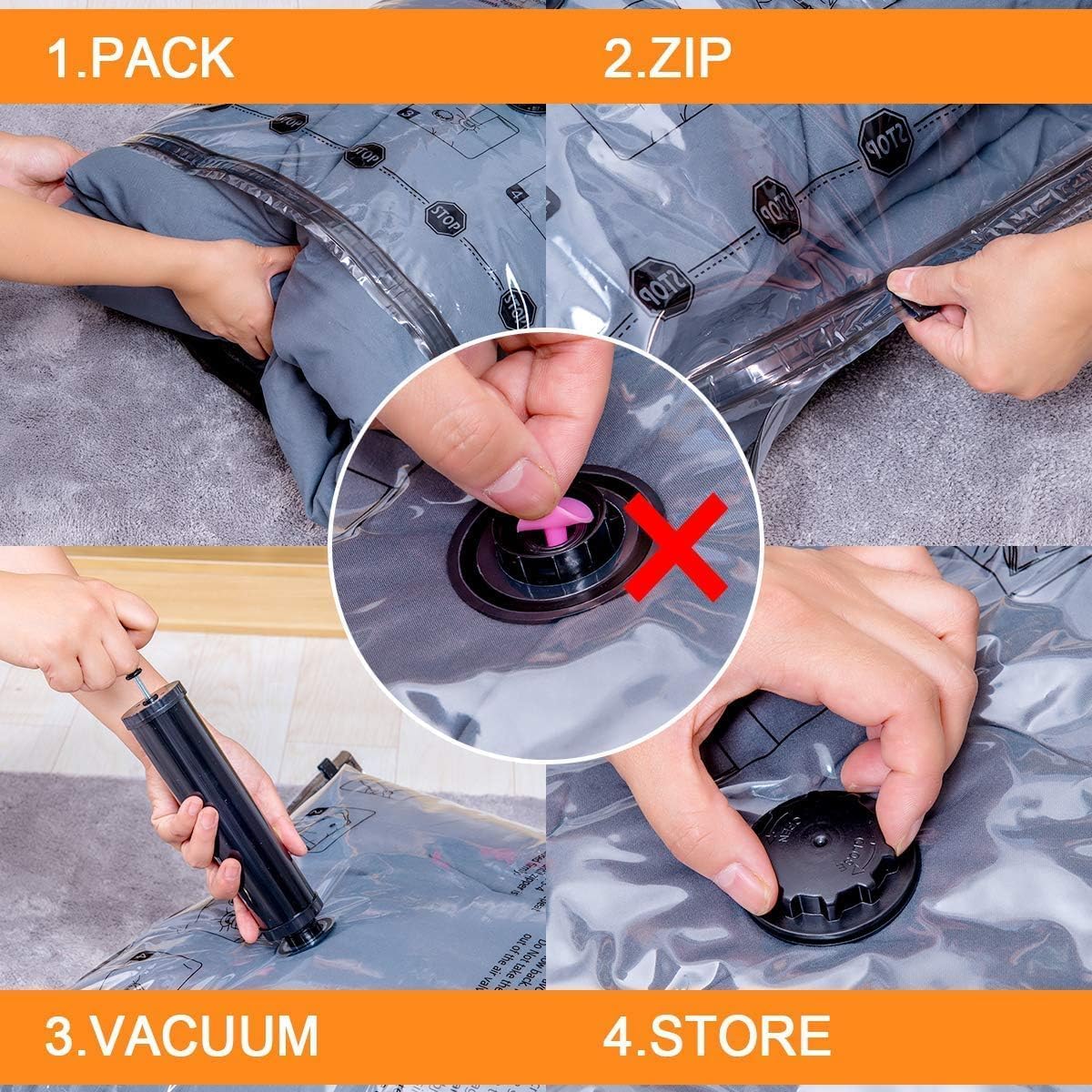 10 Large Vacuum Storage Bags with Electric Pump, Plastic Packaging Bags,Space Saver Bag for Clothes, Mattress, Blanket, Duvets, Pillows, Comforters