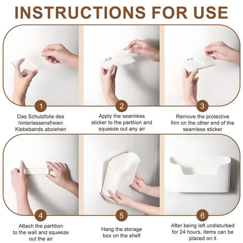 YSHODGU 2 Pcs Wall Mounted Storage Boxes, Kitchen Cabinet Door Storage Boxes, Self-Adhesive Without Drilling, With Hooks